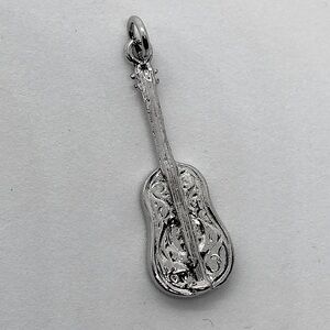 Vtg Sterling Silver Mandolin Guitar Charm / Mini Pendant 1.3”